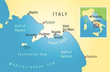 Distance in KM between the towns Amalfi Positano 16 Ravello 25 6 Praiano 17 9 10