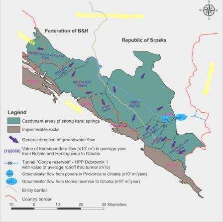 Examples of complexity : transboundary aquifers B&H -Croatia No Transboundary aquifer name Shared between General direction of groundwater flow 1 Una B&H, Croatia From Croatia to B&H 2 Krka B&H,