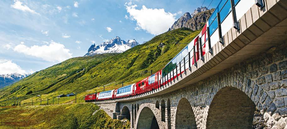 flights from London to Zurich (flights are available from around the UK) 8 day 2nd class Swiss Travel Pass covering all rail journeys described and many more 7 nights bed and breakfast accommodation