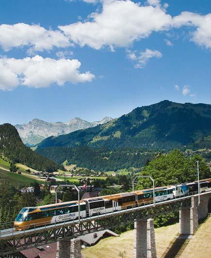 Journeys include the GoldenPass Line, Glacier Express, Bernina Express and Gotthard Panorama Express Day 1.