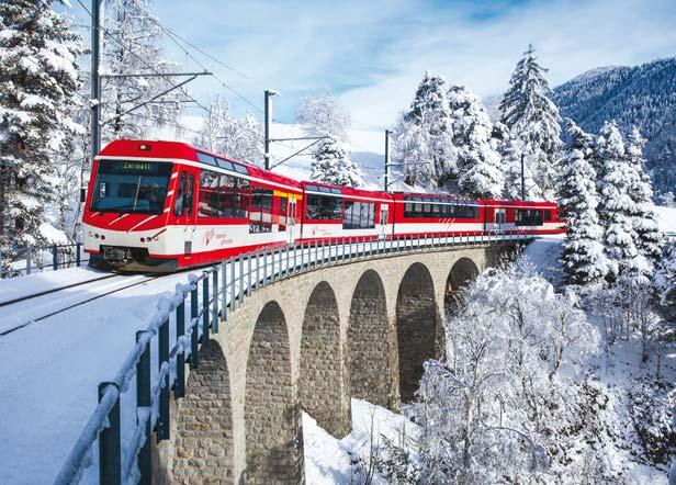 SWISS TRAVEL PASS See page 10 for details 15 day winter Grand Tour 2 nights in Locarno, 4 nights in Lucerne, 3 nights in Interlaken, 2 nights in Brig, 3 nights in Chur Experience scenic rail journeys