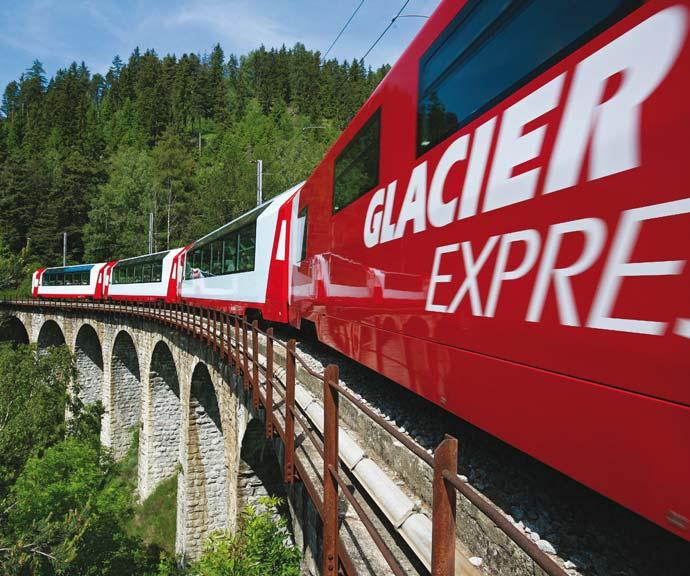 The journey on the modern 1st or 2nd class panoramic carriages takes you through unspoilt mountain scenery, deep gorges, gentle valleys and the impressive Oberalp Pass.