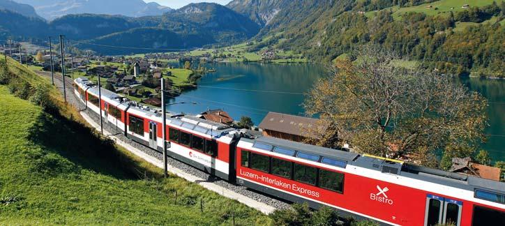 Luzern-Interlaken Express Interlaken is part of the GoldenPass route which continues from Interlaken to Montreux.
