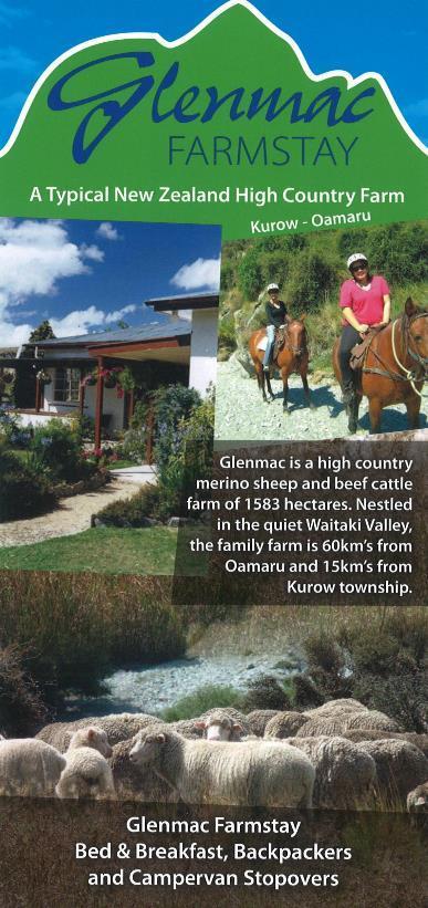 An example of agritourism in our case study region: Glenmac Farmstay A Typical New Zealand High Country Farm