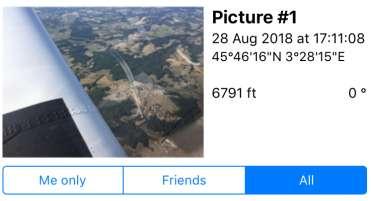 Managing pictures (ios only) When pictures have been taken during a flight using the picture button, a Picture button on the recorded flight list allows to display pictures pertaining to this flight.