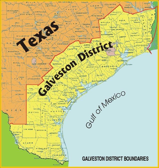 GALVESTON DISTRICT FACTS First engineer district in Texas Established February 25, 1880 District runs length of Texas coastline plus parts of three parishes in