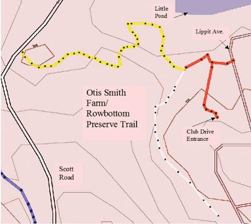 Here's the map that outlines the three trails contained in the Otis Smith/Rowbottom lands.