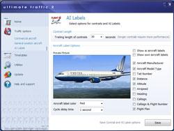The front page of the traffic options. The traffic options page allows you to change the traffic density of both the commercial and general aviation traffic.