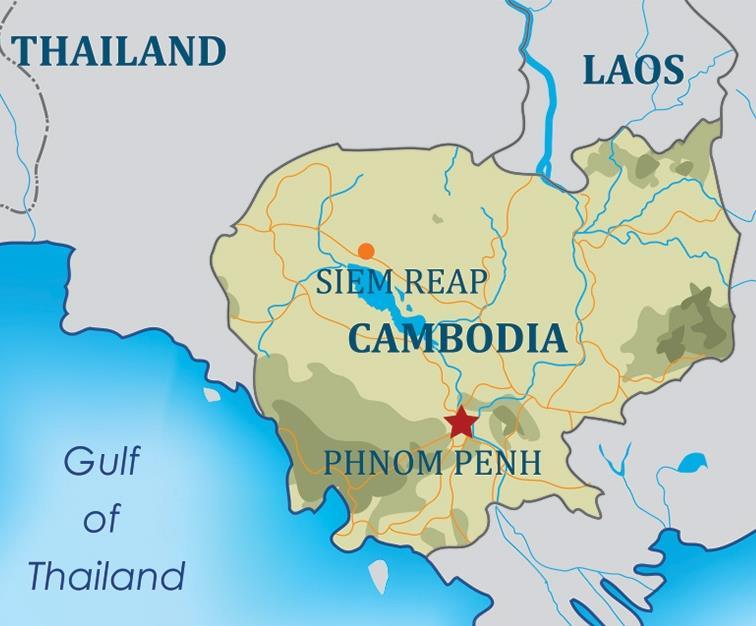 It is bordered in the north by Thailand and Laos, to the east