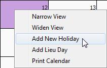 To select a full day click the top of the calendar day. If you are unhappy with your date selection you can remove it from the calendar by using the Clear Date Selection button on the sidebar.