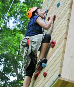 Camper activities include: crafts, zip line, giant swing, climbing wall, archery,