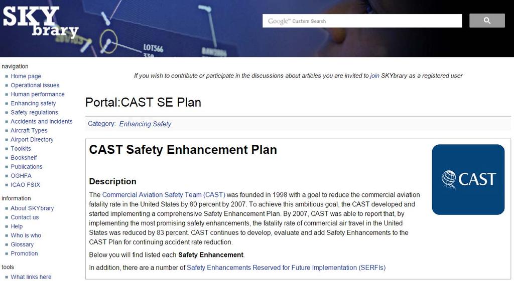 CAST CAST Safety Enhancement Plan and details of all Safety