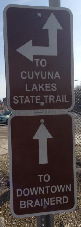 Overview of the Cuyuna Lakes State Trail The Cuyuna Lakes State Trail is a legislatively authorized state trail which, when complete, will connect the communities of Baxter and Brainerd to the west