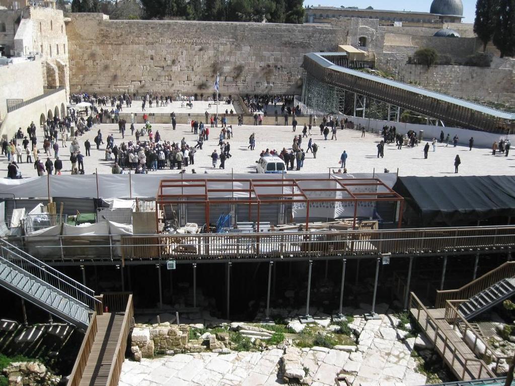 View of the western section of the Western Wall plaza.