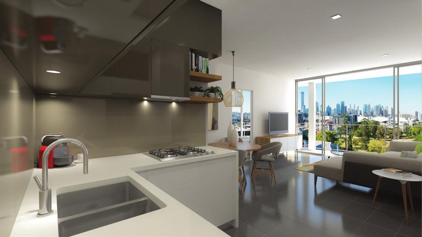 Features include a full suite of Bosch stainless steel appliances including a gas cook top, Caesarstone benches and coloured
