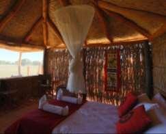 It is nestled in a large stand of massive riverine trees overlooking an immense dambo, where you can sit and watch the diverse and large congregations of wildlife from the comfort of your chalet or