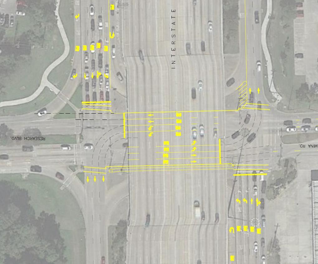 Research Forest/Tamina Road Major Intersection Improvements Proposed improvements include adding a through lane under the overpass in the east and west direction 2 designated turn