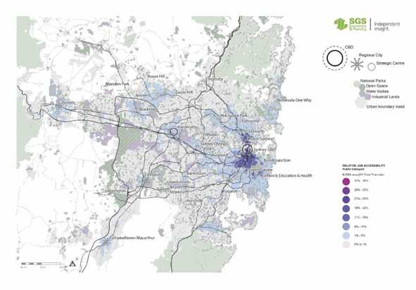 FIGURE 8 ACCESSIBILITY BY PUBLIC TRANSPORT Source: SGS Economics and Planning, 2017 A network of Western Sydney centres should be fostered Two strategies are required to deepen Effective Job Density
