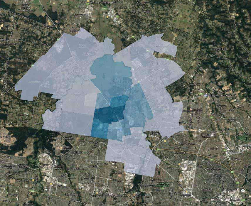Figure 31 presents the modelled catchment of a c70,000sq.m. retail offer at Marsden Park.