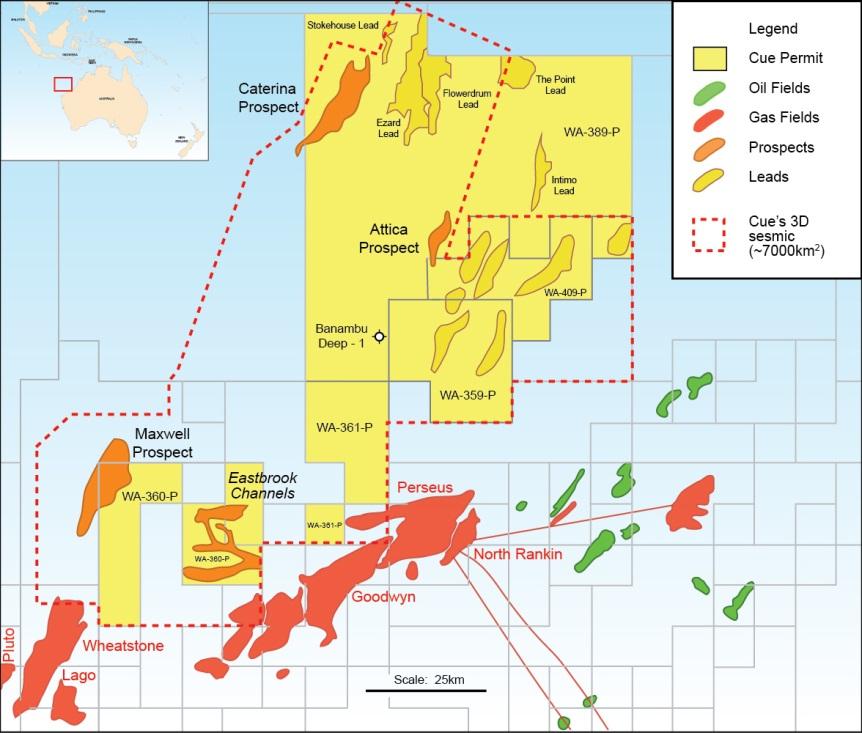 AUSTRALIA - Carnarvon: Exploration WA-409-P CUE 30% Exoil 30% APACHE 40% (Op) Currently in Year 5, renewal 1H 2014 Major lead, Brigadier updip, Late Jurassic oil play with up to ~150 MMbls in place