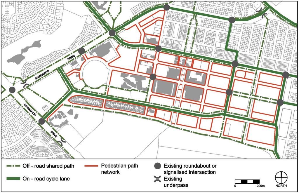 2.2 Pedestrian and cyclist network R4 Pedestrian and cyclist network is consistent with the trunk walking and cycling network shown in figure 4 and Appendix A.