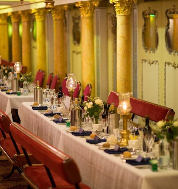 Shown: Dining arrangment FIRST CLASS DINING SALOON The elegant and refined First Class Dining Saloon provides the perfect setting for evening events.