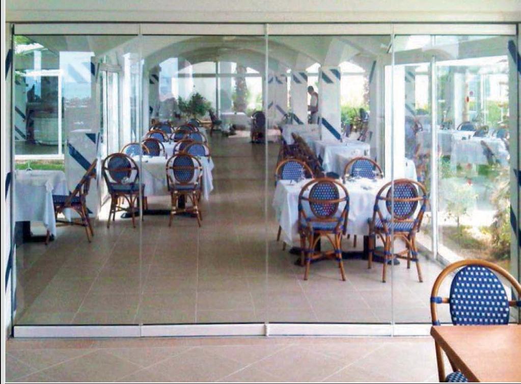 FOLDING SYSTEMS INAL SYSTEM 100 MINI folding Glass Door INAL Frameless Folding door System, with upper and lower aluminum profile 70 mm.
