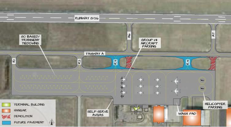 FIGURE 5-9 - TERMINAL APRON RECOMMENDED REDESIGN This apron development concept has several key features: The layout changes the primary focus of the eastern half of the Terminal Apron from