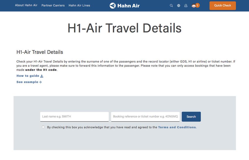 2. H1-Air Travel Details 5/5 You can view your booking details on mytrip.hahnair.com.