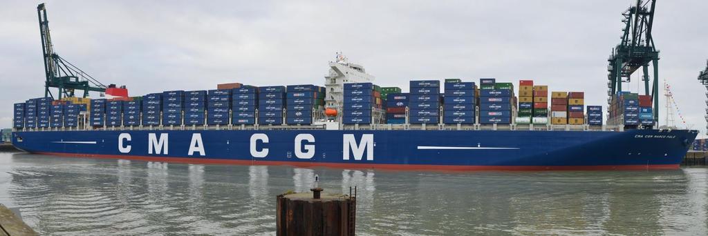 CMA CGM Marco Polo Lateral area approximately: 400 * 42,50 m Area of three soccer fields: 3 * 100 * 50 m = 17.000 m2 = 15.