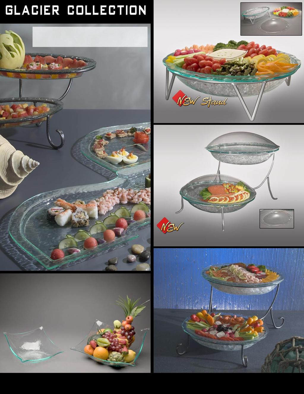 Extraordinary servingware for all occasions - The look of glass with the durability of acrylic - Available in clear or green tint - Lightweight, easy to use & clean GLA CHILLER SET Clear or Green