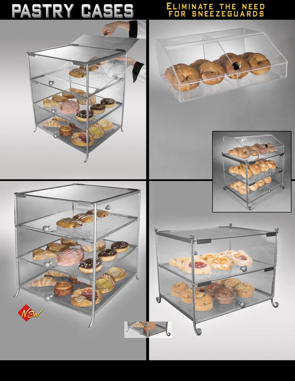 u Larger capacity than the competition u Sized to fit all models of our Pastry Case u Clear Acrylic divider separates baked goods BIN BAGEL BAGEL BIN Bagel Bin (W)14-35 cm (L)18-45 cm (H)7-18 cm 9