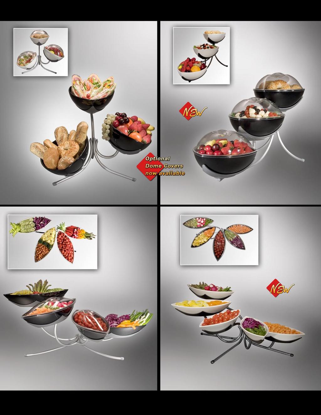 Our Sierra Collection is adaptable & versatile. Perfect for Chocolate Fountain dippers, fruit stations, salads, dressing & condiments, sushi or any type of snacks. 3x3 qts. - 3x3 liters 3x3 qts.