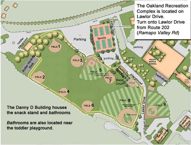 Facility Instructions Drop Off*: TGA will greet campers at Field #1 pf the Oakland Recreation Complex (noted below on map); if there is rain we will send an email about location change Pick Up**: