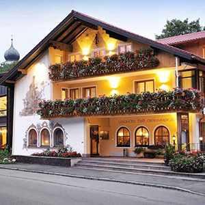 Oberammergau Romantik Hotel Boeld First-Class Overlooking the Kofel mountain, this charming three story chalet-style hotel has the Ammer river nearby.