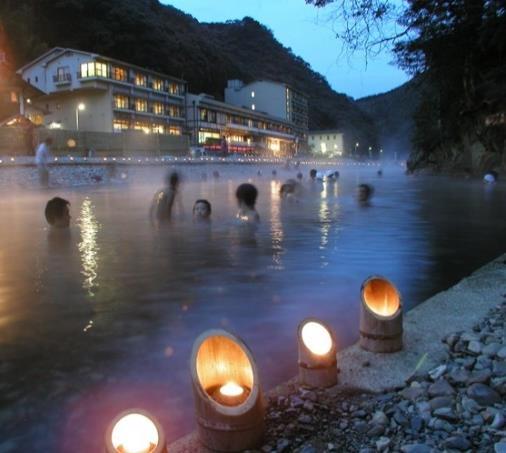 December to February, nature s forces are adapted to create a giant bath in the river called Sennin-buro.