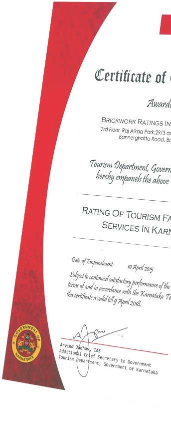 Tourism Ratings Introduction The Department of Tourism (DoT), Government of Karnataka (GoK) has proposed a Karnataka Tourism Policy 2015-2020 which sets the direction for the Karnataka tourism