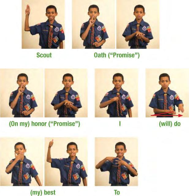 REQUIREMENT 7E Using American Sign Language, sign the Scout Oath. American Sign Language is a completely separate language.