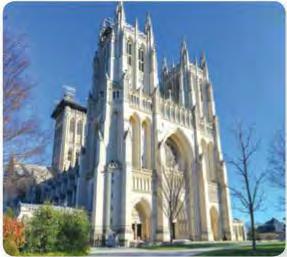 The Washington National Cathedral is made of limestone. Marble. Look for marble in the lobbies of office buildings and banks.