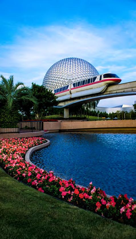 RIDE THE ICONIC MONORAIL (CONT.) The Polynesian Resort offers a tropical getaway where you ll encounter scenic waterfalls, seasonal foliage and luaus.