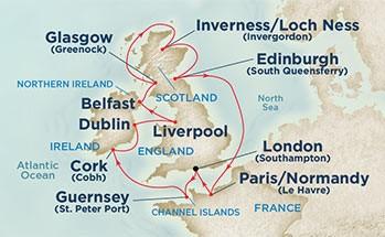 Caribbean Princess 12 Day British Isles with Liverpool Sailing roundtrip from Southampton to Guernsey, Dublin, Liverpool, Belfast, Glasgow, Edinburgh and Paris May 20 June 1, 2016 Inside $4,657.