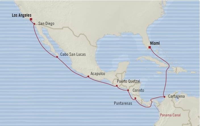 Oceania Sirena 15 Night Playful Pacific Cruise Sailing the Panama Canal from Los Angeles to Miami June 6 21, 2017 Inside G $3,499.00 pp Ocean View E $3,899.00 pp Verandah B2 $5,399.