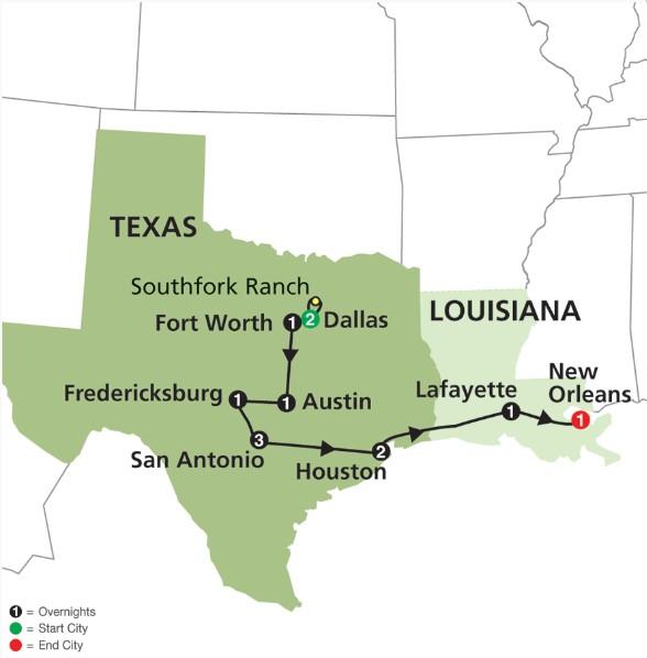 On this tour you ll discover its major cities Dallas, Fort Worth, Austin, San Antonio, and Houston and some of