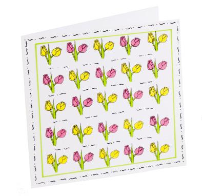 Tempting Tulips Tempting Tulips is a set of eight, clear, un-mounted acrylic stamps featuring one large twin tulip, one vase of tulips, one tulip border, one heart generic background, one small