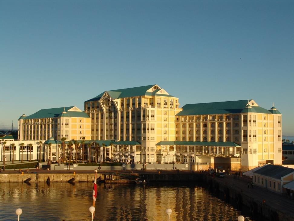 Accommodations: Cape Town Table Bay Hotel The Table Bay Hotel is a 5-star luxury hotel at the V&A Waterfront in Cape Town. It has beautiful views of the harbor, Table Mountain and the Atlantic Ocean.