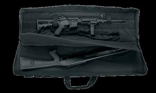 5" with padded tricot liner Main compartment: Webbing system features adjustable straps for securing rifle and