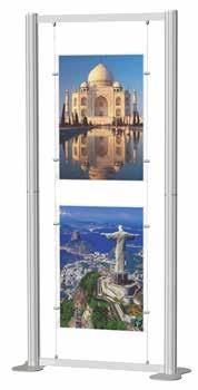 of configurations including a printed back panel, single sided viewing or open dual aspect display.