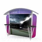 Linear Pro static display stands Tough PVC graphics Change graphics quickly Cut-out
