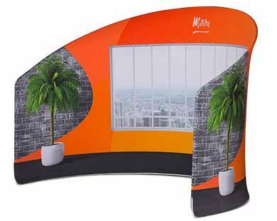 Zipper Straight / Curved fabric backwalls Zipper Wall Straight Straight tension fabric panel frames Easy fit graphic with zip fastening Ideal permanent feature or portable display Create stunning