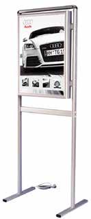 display with non-glare screen Height adjustable brochure shelf Optional wheeled feet Contemporary look freestanding screens Microphone optional Control people & crowd flow Stable & secure base Flat